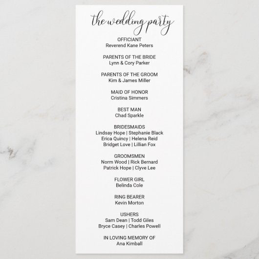 Uitstekende Herfst Floral Wedding Program Programma (Achterkant)