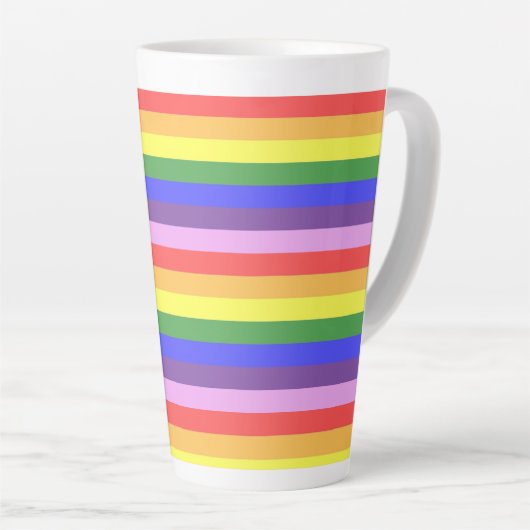 Uitstekende kwaliteit Rainbow Stripe heldere kleur Latte Mok (Rechterhoek)