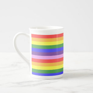 Uitstekende kwaliteit Rainbow Stripe heldere kleur Porselein Kop