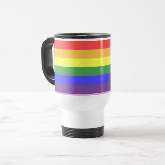 Uitstekende kwaliteit Rainbow Stripe heldere kleur Reisbeker (Voorkant links)