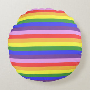 Uitstekende kwaliteit Rainbow Stripe heldere kleur Rond Kussen