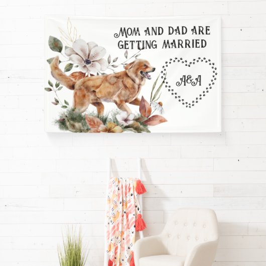 Uitstekende labrador Retriever volg me bruiloft Si Spandoek (Insitu)