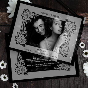 Uitstekende Luxe Vintage Bruiloft Bloeiend Lijst Save The Date