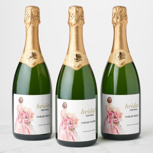 Uitstekende minimale Waterverf bruiloft Vrijgezell Sparkling Wijnetiket (Flessen)