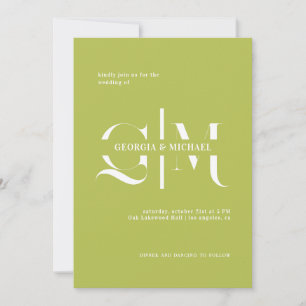 Uitstekende Monogram Minimalistische Chartreuse Br Kaart