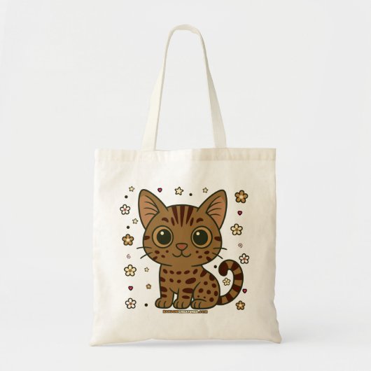 Uitstekende Oscar Floral Tabby Cat Tote Bag (Voorkant)