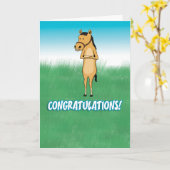 Uitstekende paarden in een veld-felicitatiekaart kaart (Gele Bloem)