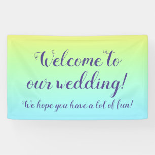 Uitstekende pasteelregenboogbruiloft "Welkom" Spandoek