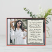 Uitstekende rode Afstuderen uitnodiging (Staand voorkant)