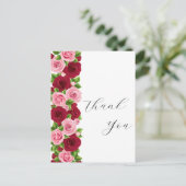 Uitstekende rode en roze bloemen dank u kaart (Staand voorkant)