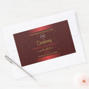 Uitstekende rode-productlabels Gold Glitter Logo Rechthoekige Sticker