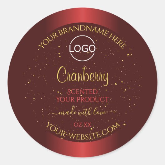 Uitstekende rode-productlabels Gold Glitter Logo Ronde Sticker (Voorkant)
