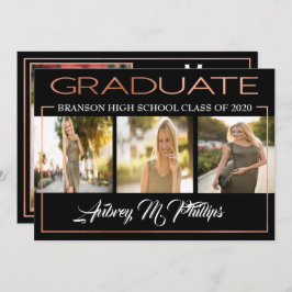 Uitstekende Roos gouden Afstuderen uitnodiging