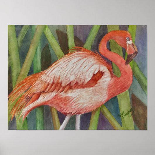 Uitstekende roze flamingo poster (Voorkant)
