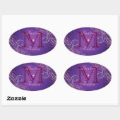 Uitstekende Roze Scroll Monogram Paarse Sticker (Vel)