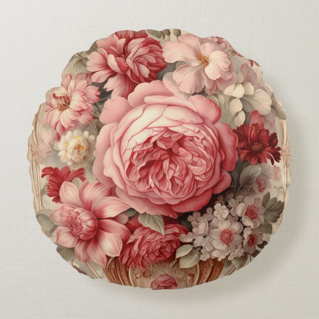 Uitstekende  Shabby Chic Rond Kussen (Voorkant)