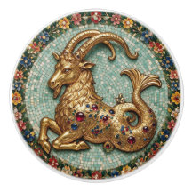 Uitstekende Steenbok 3 D Gouden Mozaïekstijl Ring