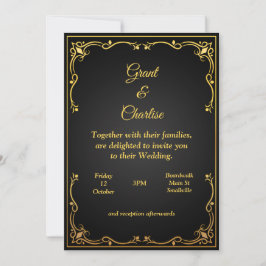 Uitstekende Trouw Uitnodiging, goud en zwart Kaart