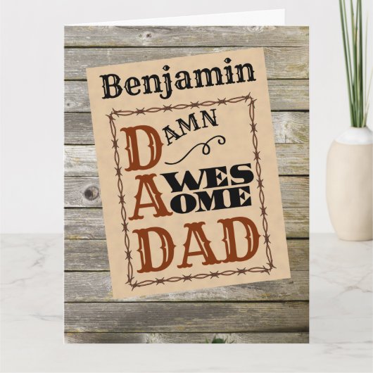 Uitstekende Vader Western Thema Custom Naamkaart Kaart (Voorkant)