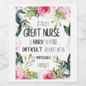 Uitstekende waardering voor verpleegkundigen Harte Wijn Etiket (Enkel label)