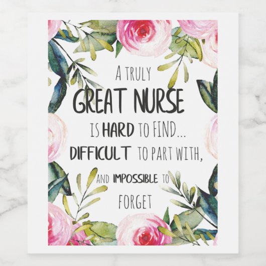 Uitstekende waardering voor verpleegkundigen Harte Wijn Etiket (Enkel label)