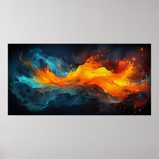 Uitstekende Waterbrand Abstracte Moderne Kunst Poster (Voorkant)