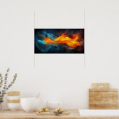 Uitstekende Waterbrand Abstracte Moderne Kunst Poster (Keuken)