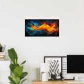 Uitstekende Waterbrand Abstracte Moderne Kunst Poster (Thuiskantoor)