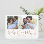 Uitstekende wervelkolom 2 foto's sparen de datumka feestdagenkaart (Staand voorkant)