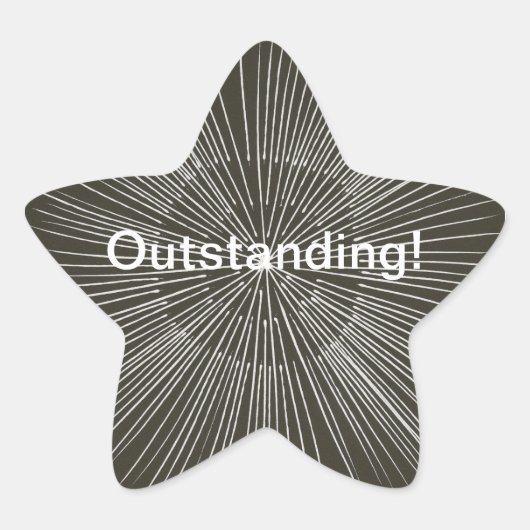 Uitstekende witte pulserende lijnen, zwarte Sticke Ster Sticker (Voorkant)