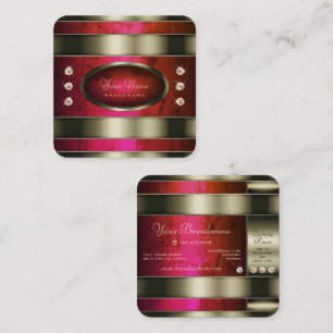 Uitstekende zilver met rode roze verloopmarmer vierkante visitekaartje
