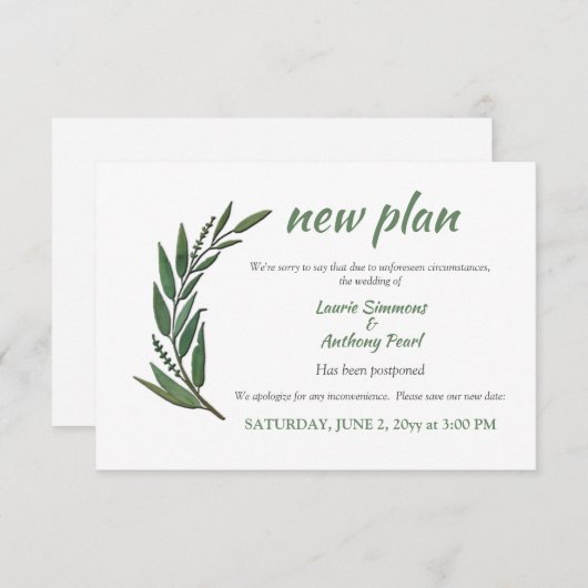 Uitstel aankondiging (Voorkant / Achterkant)