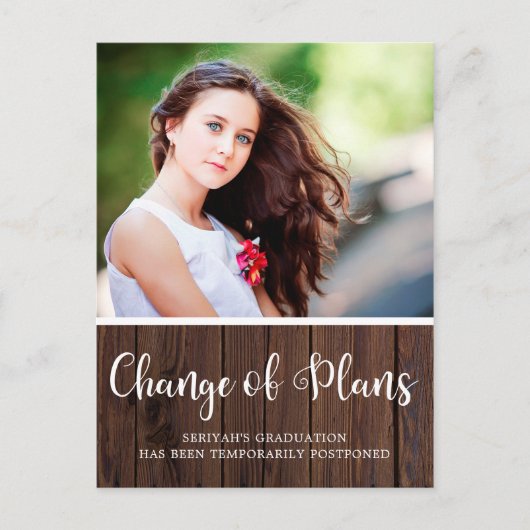 Uitstel Afstuderen Rustic Wood Briefkaart (Voorkant)