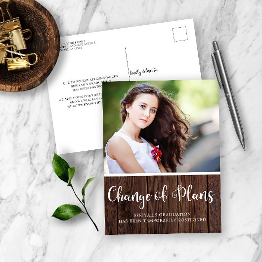 Uitstel Afstuderen Rustic Wood Briefkaart