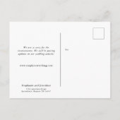 Uitstel Bruiloft Veiligheid Eerst COVID Script Aankondigingskaart (Achterkant)