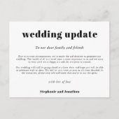 Uitstel Huwelijk Update Typografisch Zwart Wit Aankondigingskaart (Voorkant)