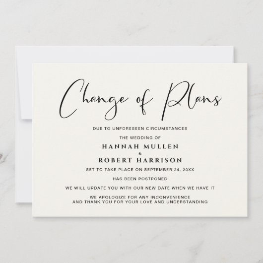 Uitstel Trouwdatum Wijziging Plannen Crème Aankondiging (Voorkant)