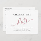 Uitstel van de bruiloft Verander de datum Roos Zwa Aankondigingskaart (Voorkant / Achterkant)