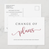 Uitstel van de bruiloft Verandering van plannen Ro Aankondigingskaart (Voorkant / Achterkant)