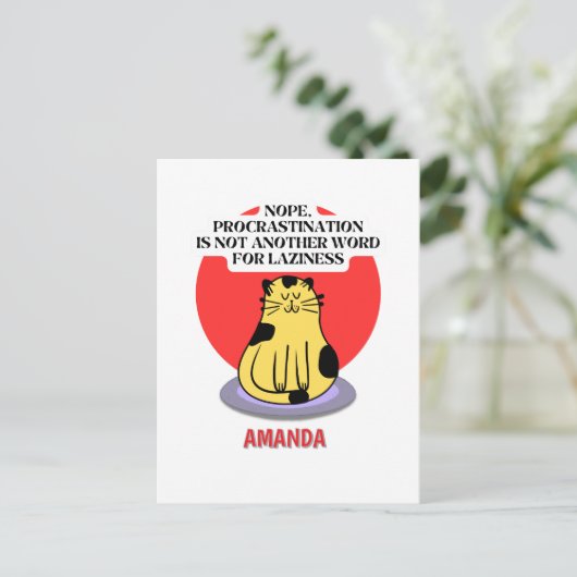 Uitstelthema Katten Meme  Briefkaart (Staand voorkant)