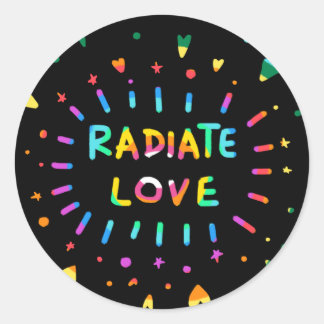 Uitstralen Liefde Kleurrijk Schilderen op Zwarte S Ronde Sticker