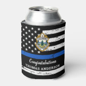 Uittreding van Thin Blue Line Logo Police Officer Blikjeskoeler (Blikje Voorkant)