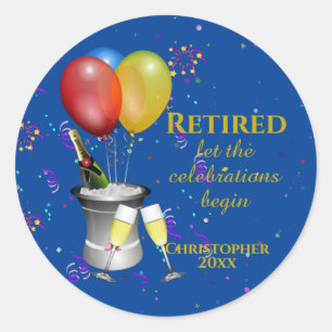 Uittredingsblauw Champagne Celebration Blue Ronde Sticker