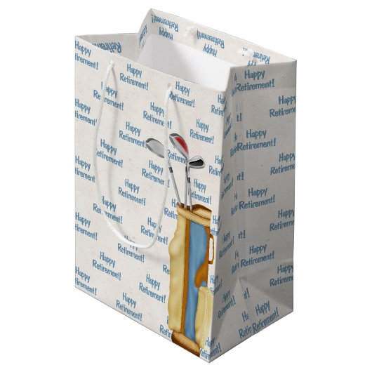 uittredingsgolf met clubs medium cadeauzakje (Voorkant Gekanteld)