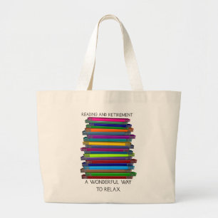Uittredingskortingen Unieke stapel boekenontwerp Grote Tote Bag