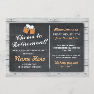 Uittredingspartij Cheers Beers Wood Chalk Invite Kaart