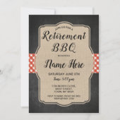 Uittredingspartij nodigt Gingham BBQ Burlap Red ui Kaart (Voorkant)