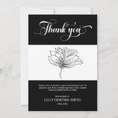 Uitvaart Memorial Black Floral Dank u kaart (Voorkant)