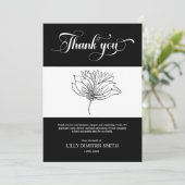 Uitvaart Memorial Black Floral Dank u kaart (Staand voorkant)