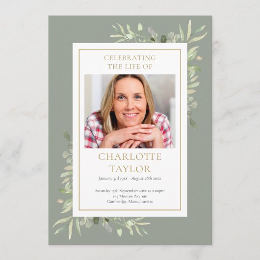 Uitvaartdienstprogramma met groen programma (Voorkant)